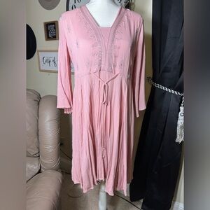 Indigo Soul Pink Long Sleeve Plunge dress small